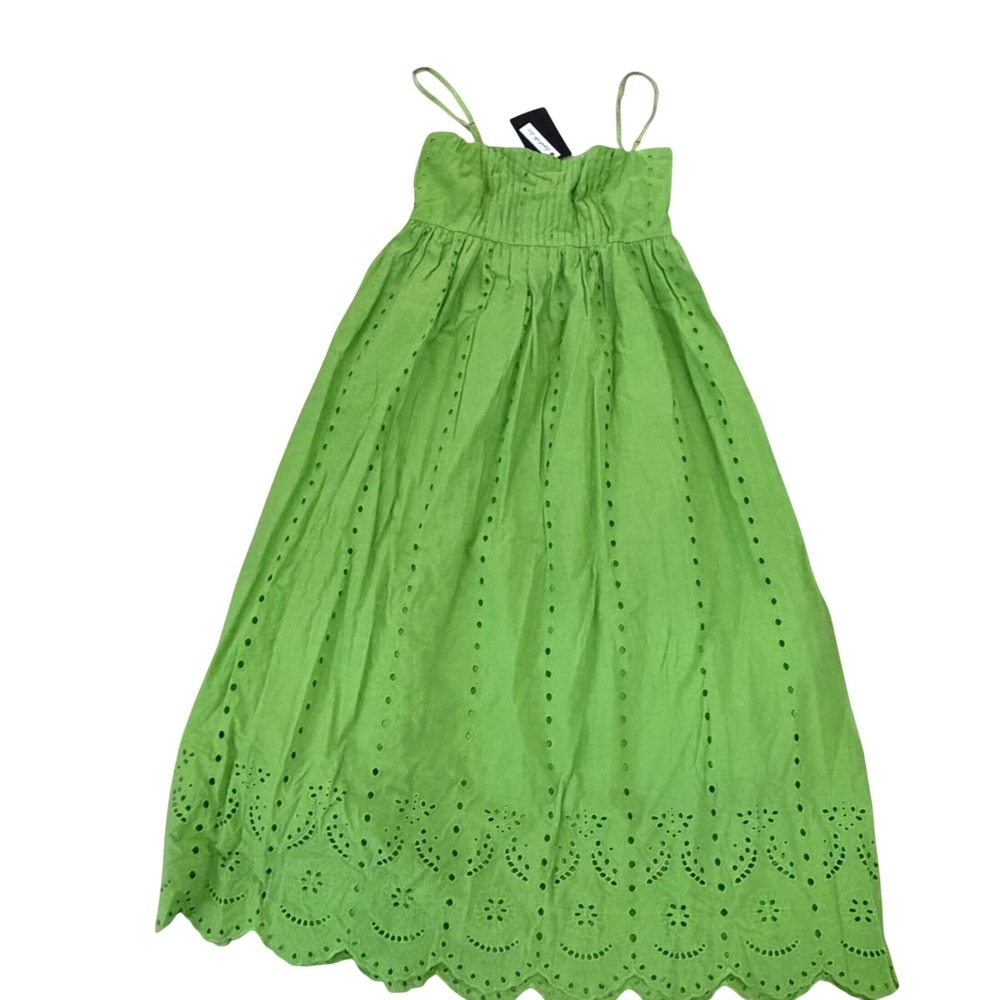 Layered with Love Poppy Green Eyelet Midi Dress Adjustable Straps DG4468 NWT